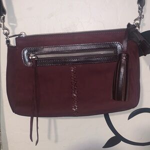 Patricia Nash Elegant Burgundy Leather Shoulder Bag